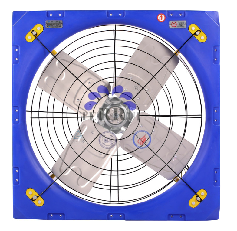 مروحة تهوية للمواشي 38 للحصول على أقصى تدفق هواء يبلغ 27000 متر مكعب/ساعة وقدرة دخل 410 واط