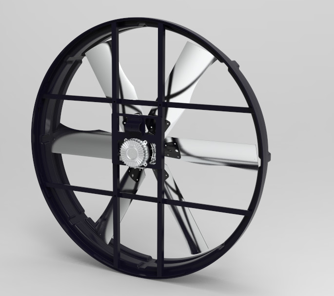 محرك مروحة الصرف الصناعي 2000w / 2.7hp 380-480V مع شفرة 72 بوصة للمساحات الكبيرة والمزارع
